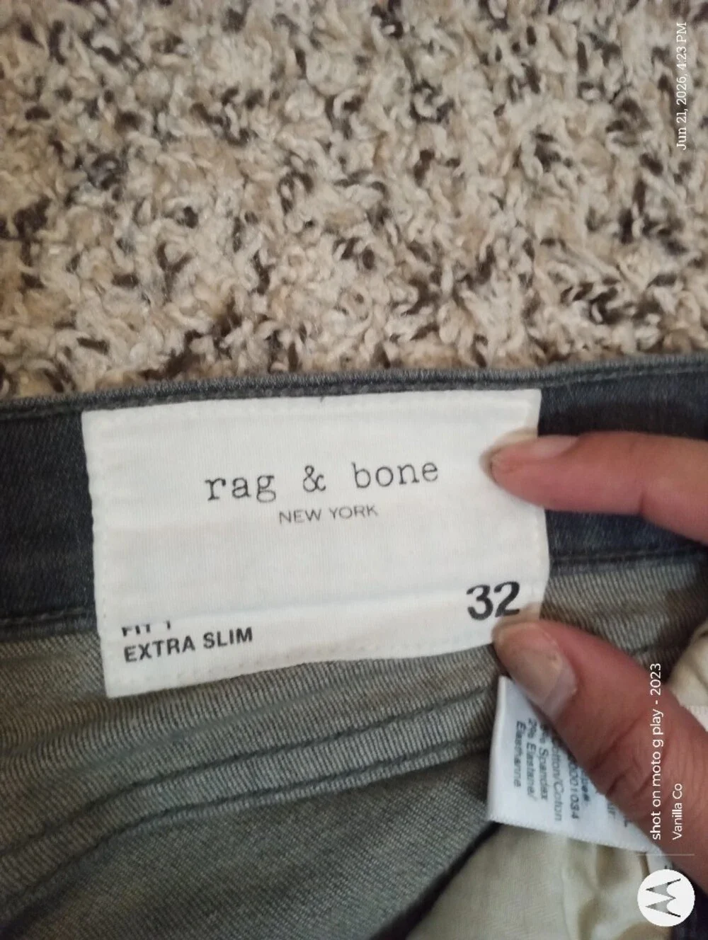 Anthropologie Rag & Bone Fit 1 Extra Slim Jean Skinny Grey Size 32 - Picture 3 of 10